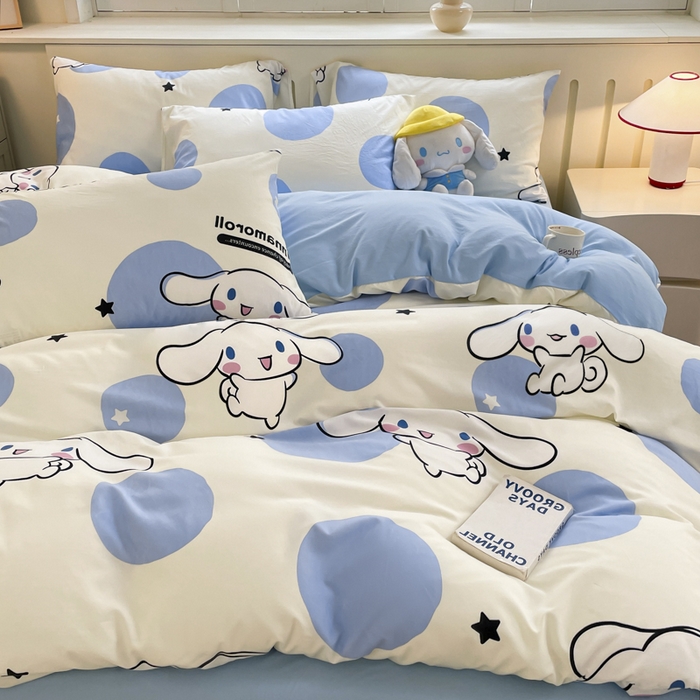 91家纺网 家纺一手货源 找家纺 港岛妹妹 2025新款云朵水洗工艺三丽鸥四件套 三丽鸥-长耳狗狗