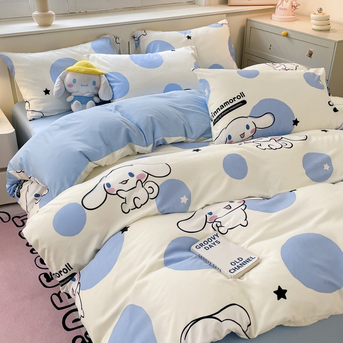 91家纺网 家纺一手货源 找家纺 港岛妹妹 2025新款云朵水洗工艺三丽鸥四件套 三丽鸥-长耳狗狗