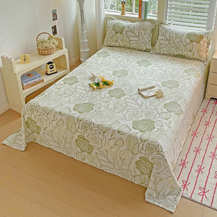 91家纺网 家纺一手货源 找家纺    名兮-2025新款秋冬加厚立体高克重浮雕绒床单款 朵美-绿