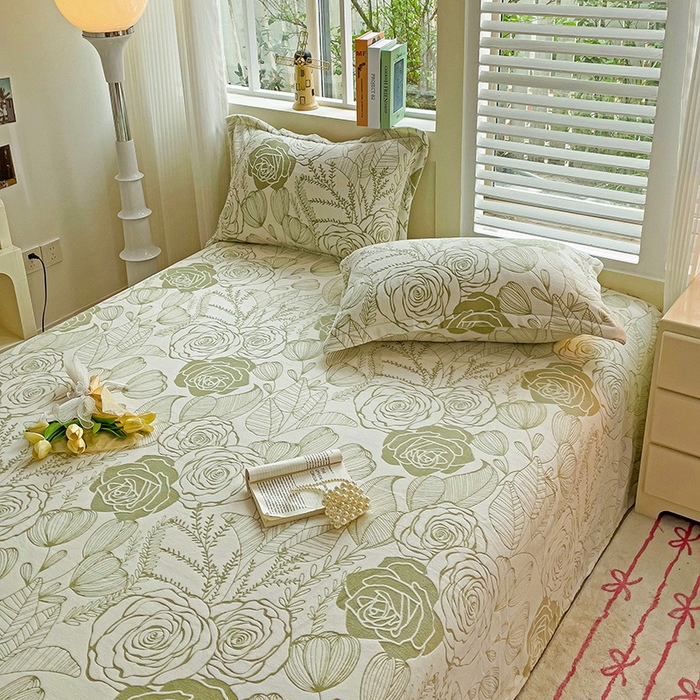 91家纺网 家纺一手货源 找家纺    名兮-2025新款秋冬加厚立体高克重浮雕绒床单款 朵美-绿