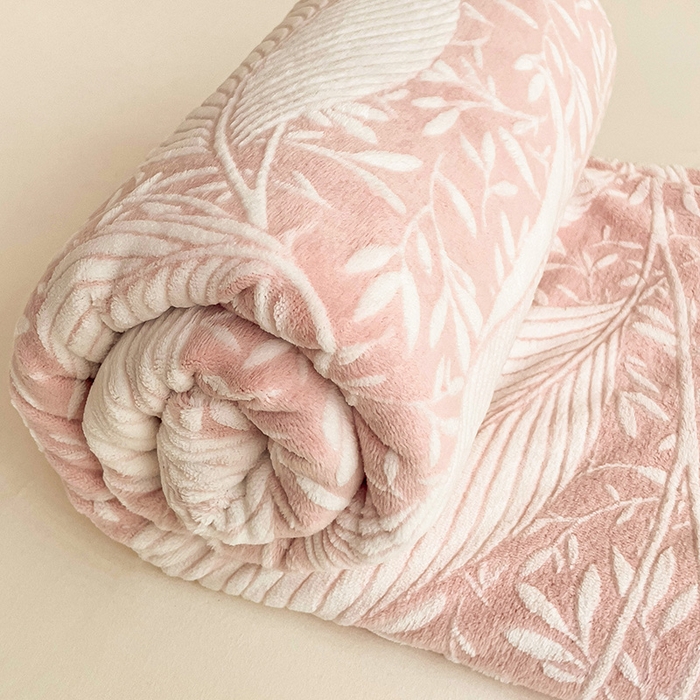    名兮-2025新款秋冬加厚立体高克重浮雕绒床单款 千叶-粉