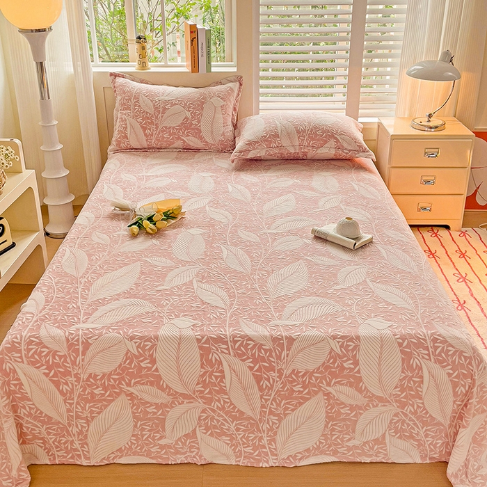 91家纺网 家纺一手货源 找家纺    名兮-2025新款秋冬加厚立体高克重浮雕绒床单款 千叶-粉