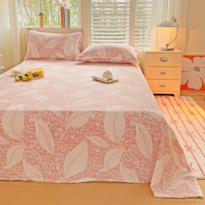 91家纺网 家纺一手货源 找家纺    名兮-2025新款秋冬加厚立体高克重浮雕绒床单款 千叶-粉