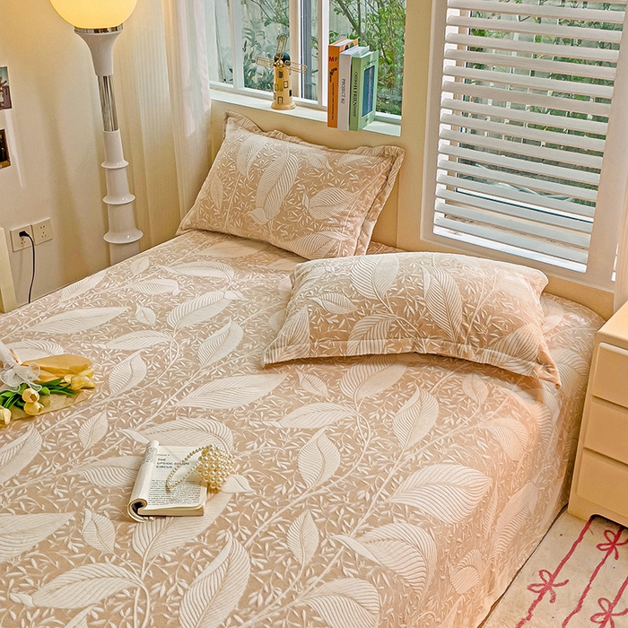 91家纺网 家纺一手货源 找家纺    名兮-2025新款秋冬加厚立体高克重浮雕绒床单款 千叶-咖