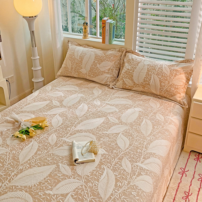 91家纺网 家纺一手货源 找家纺    名兮-2025新款秋冬加厚立体高克重浮雕绒床单款 千叶-咖