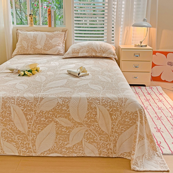 91家纺网 家纺一手货源 找家纺    名兮-2025新款秋冬加厚立体高克重浮雕绒床单款 千叶-咖