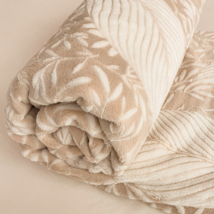    名兮-2025新款秋冬加厚立体高克重浮雕绒床单款 千叶-咖