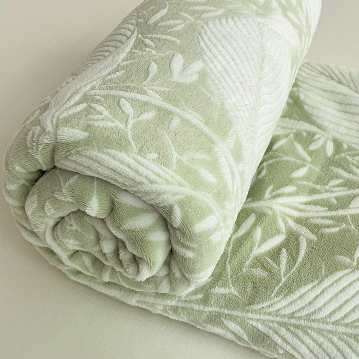    名兮-2025新款秋冬加厚立体高克重浮雕绒床单款 千叶-绿