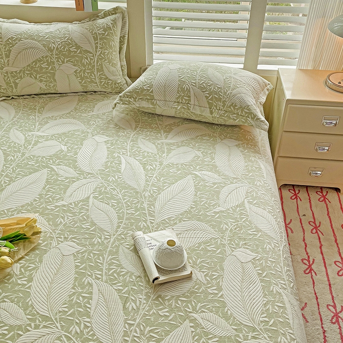 91家纺网 家纺一手货源 找家纺    名兮-2025新款秋冬加厚立体高克重浮雕绒床单款 千叶-绿