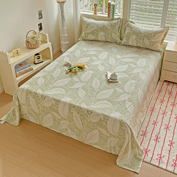 91家纺网 家纺一手货源 找家纺    名兮-2025新款秋冬加厚立体高克重浮雕绒床单款 千叶-绿