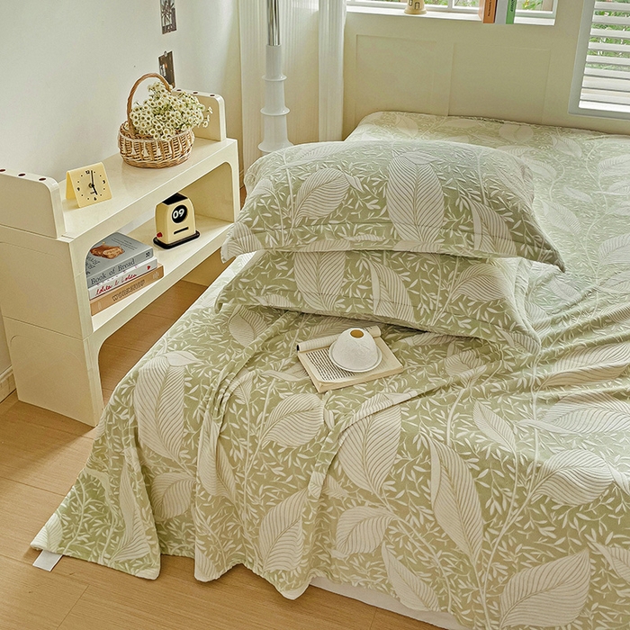 91家纺网 家纺一手货源 找家纺    名兮-2025新款秋冬加厚立体高克重浮雕绒床单款 千叶-绿