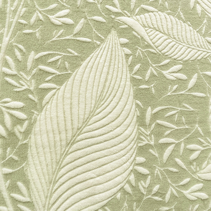 91家纺网 家纺一手货源 找家纺    名兮-2025新款秋冬加厚立体高克重浮雕绒床单款 千叶-绿