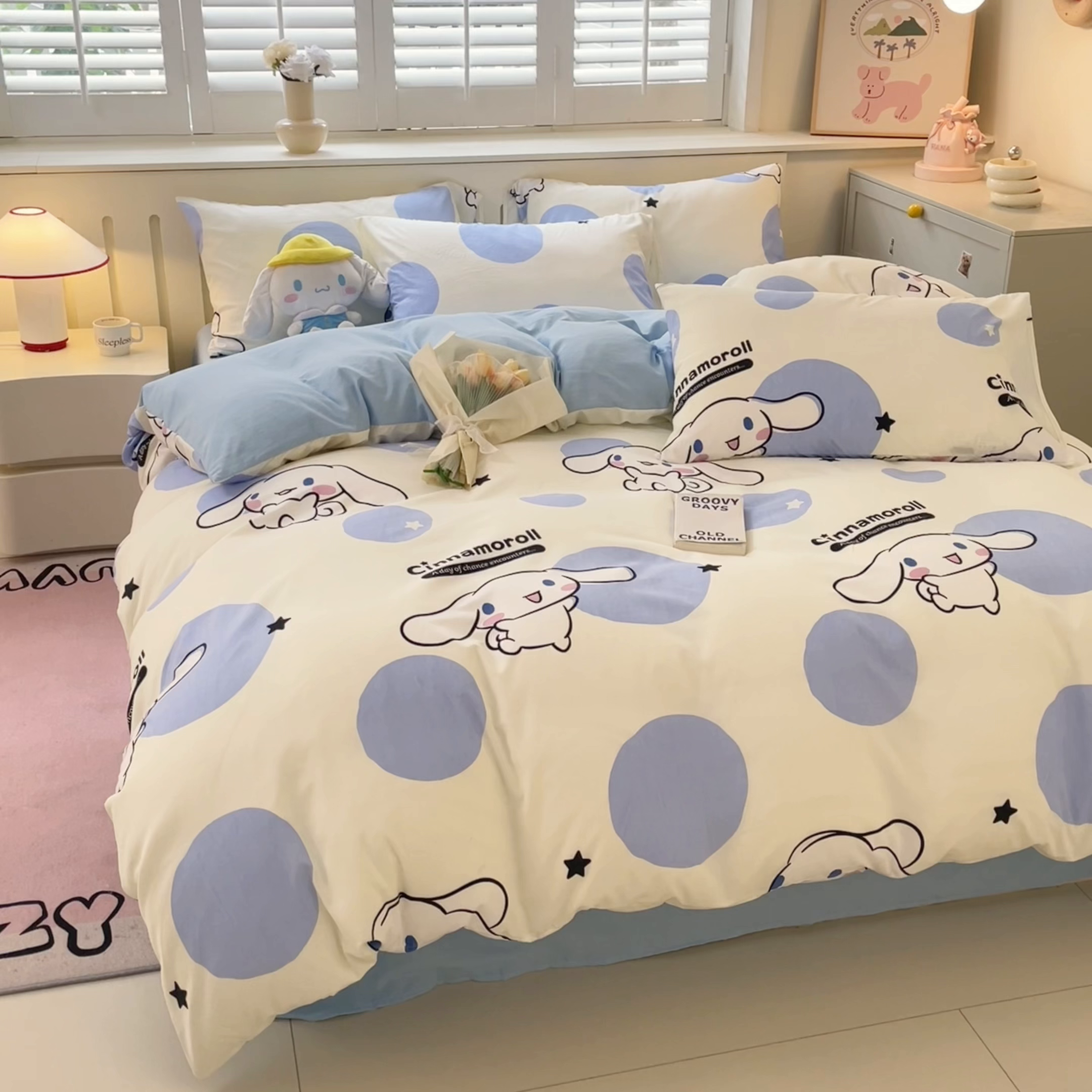 91家纺网 家纺一手货源 找家纺 港岛妹妹 2025新款云朵水洗工艺三丽鸥四件套 三丽鸥-长耳狗狗