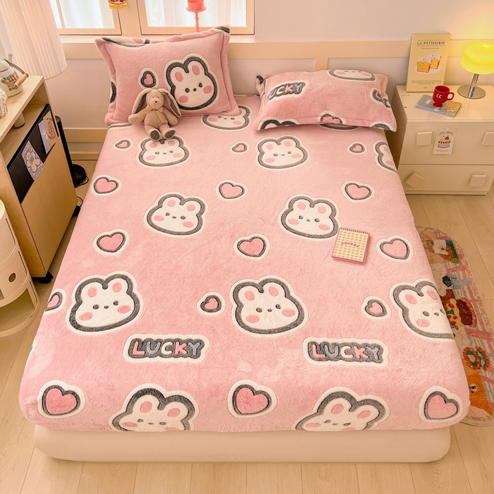 91家纺网 家纺一手货源 找家纺 （总）川悦生活 2025新款高克重雪花绒卡通印花加厚保暖大床单床笠