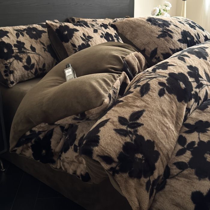 （总）九花鹿 2025新款A类高克重兔毛绒保暖印花四件套