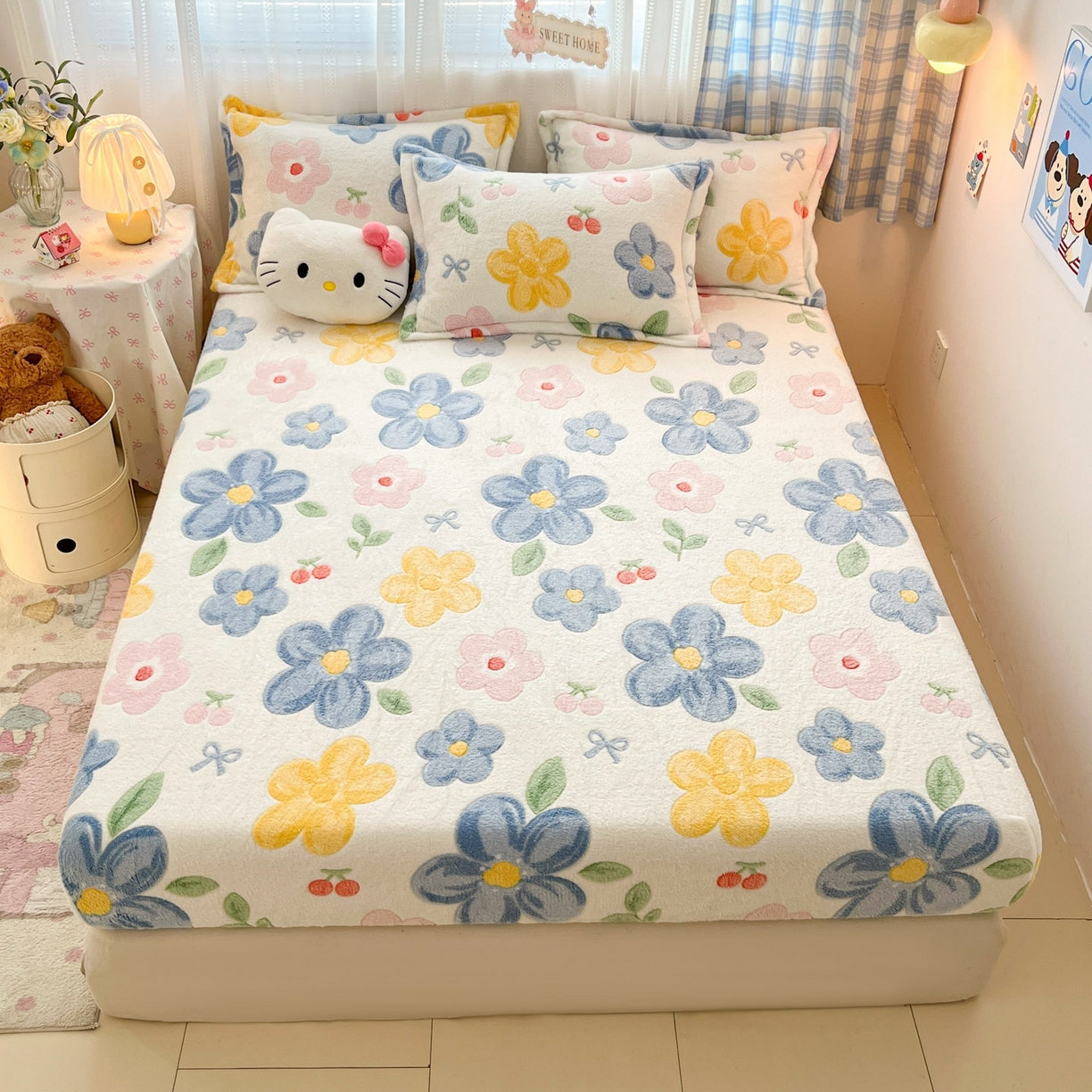 91家纺网 家纺一手货源 找家纺 （总）川悦生活 2025新款高克重雪花绒卡通印花加厚保暖大床单床笠