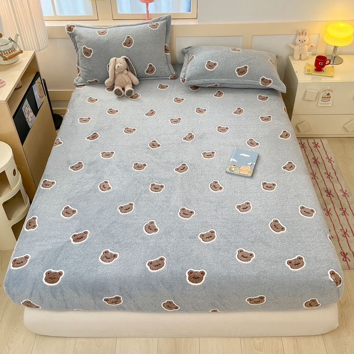 91家纺网 家纺一手货源 找家纺 （总）川悦生活 2025新款高克重雪花绒卡通印花加厚保暖大床单床笠