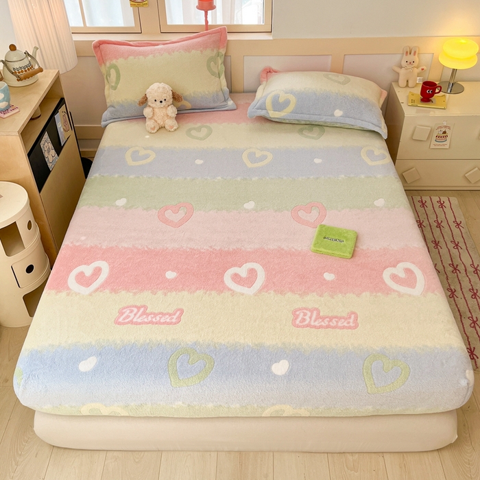 91家纺网 家纺一手货源 找家纺 （总）川悦生活 2025新款高克重雪花绒卡通印花加厚保暖大床单床笠