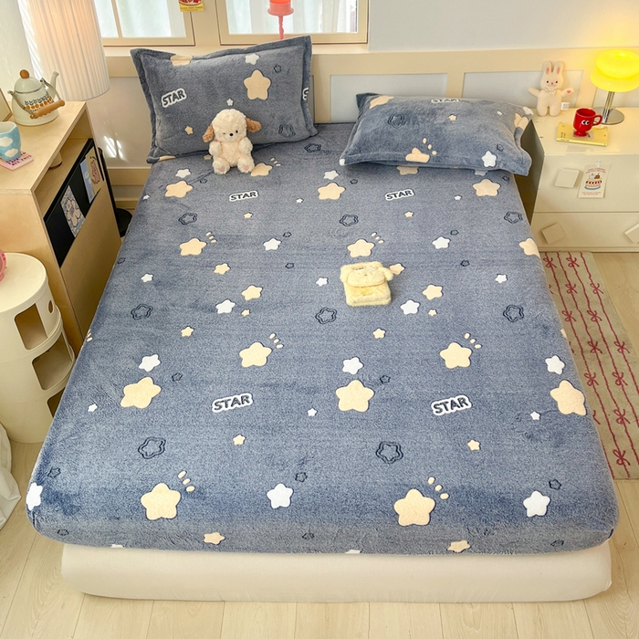 91家纺网 家纺一手货源 找家纺 （总）川悦生活 2025新款高克重雪花绒卡通印花加厚保暖大床单床笠