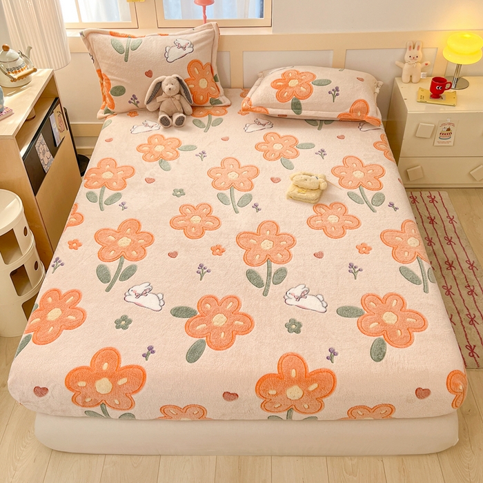 91家纺网 家纺一手货源 找家纺 （总）川悦生活 2025新款高克重雪花绒卡通印花加厚保暖大床单床笠