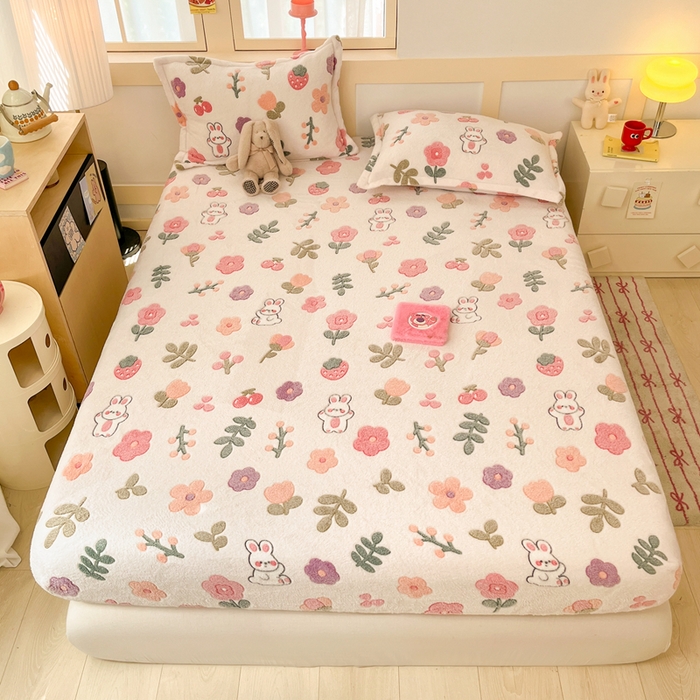 91家纺网 家纺一手货源 找家纺 （总）川悦生活 2025新款高克重雪花绒卡通印花加厚保暖大床单床笠