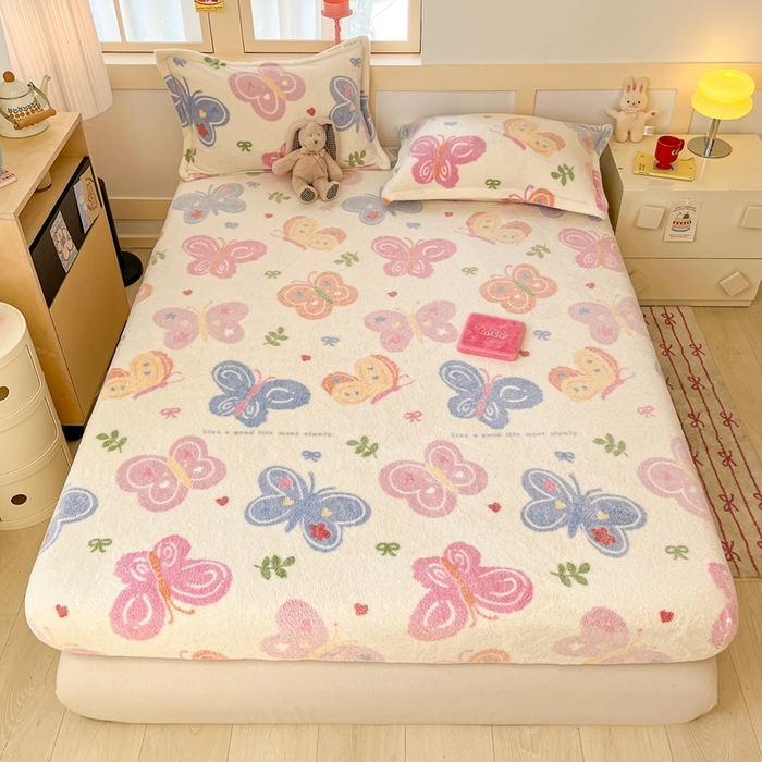 91家纺网 家纺一手货源 找家纺 （总）川悦生活 2025新款高克重雪花绒卡通印花加厚保暖大床单床笠