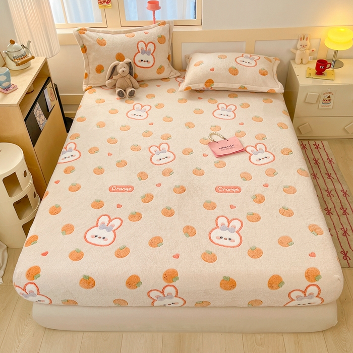 91家纺网 家纺一手货源 找家纺 （总）川悦生活 2025新款高克重雪花绒卡通印花加厚保暖大床单床笠