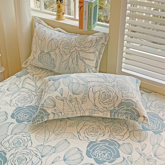 91家纺网 家纺一手货源 找家纺 名兮-2025新款立体高克重加厚浮雕绒单床笠款 朵美-蓝