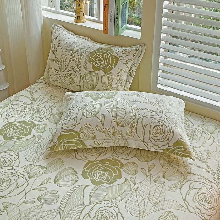 91家纺网 家纺一手货源 找家纺 名兮-2025新款立体高克重加厚浮雕绒单床笠款 朵美-绿