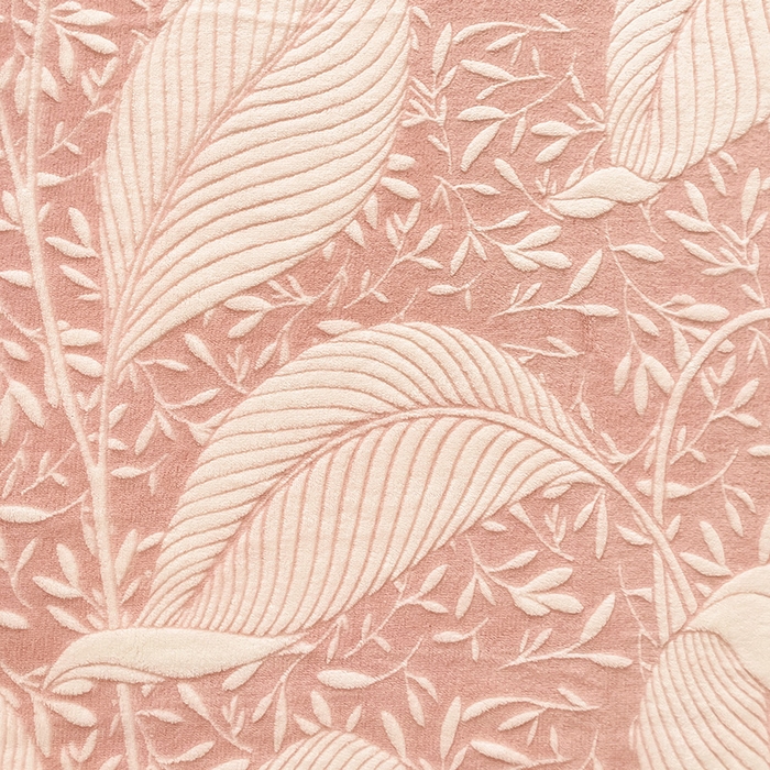 91家纺网 家纺一手货源 找家纺 名兮-2025新款立体高克重加厚浮雕绒单床笠款 千叶-粉