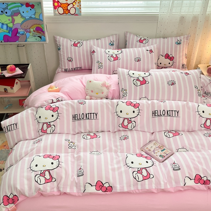 91家纺网 家纺一手货源 找家纺 港岛妹妹 2025新款云朵水洗工艺三丽鸥四件套 三丽鸥-纯真KT