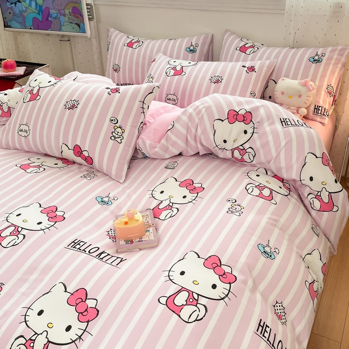 91家纺网 家纺一手货源 找家纺 港岛妹妹 2025新款云朵水洗工艺三丽鸥四件套 三丽鸥-纯真KT