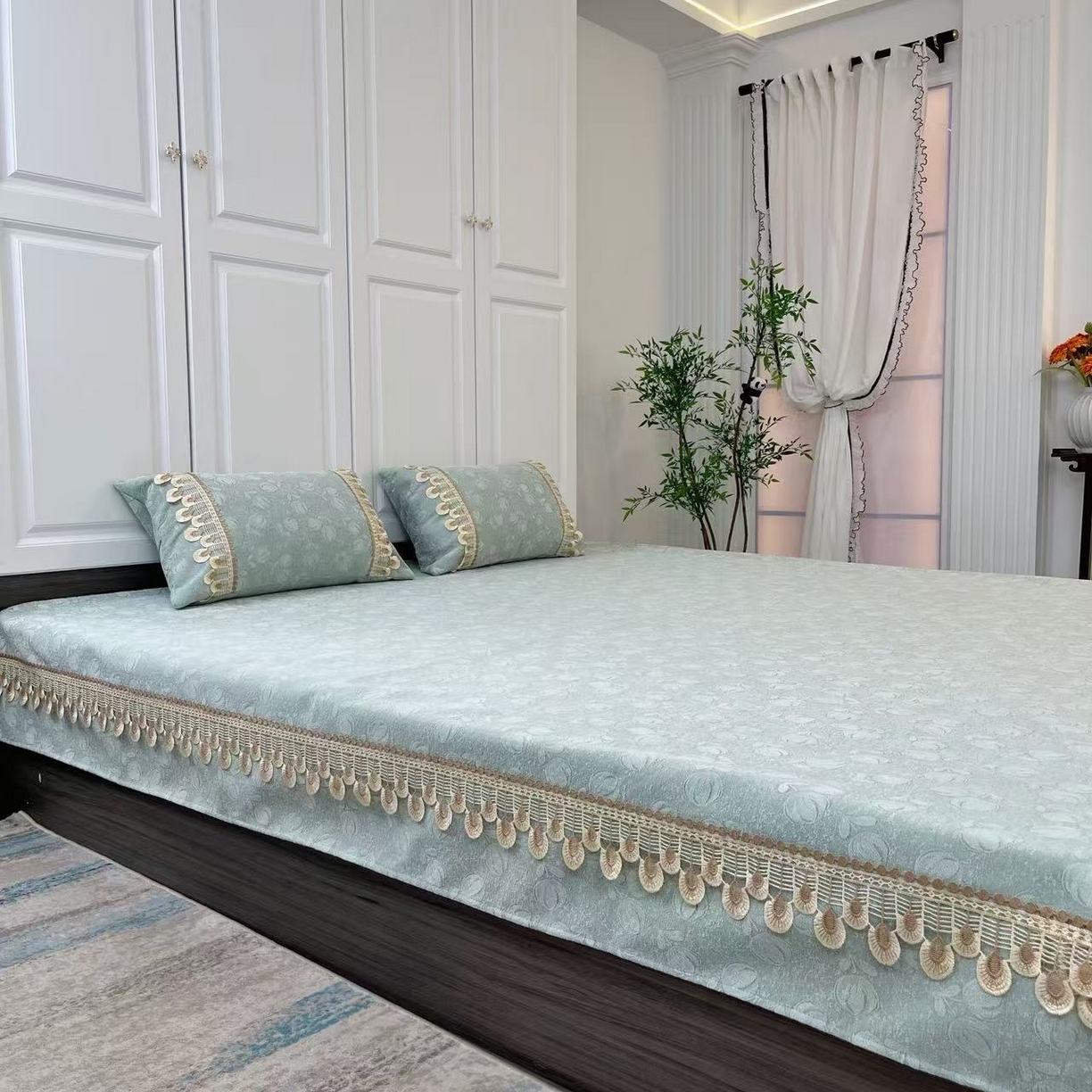 91家纺网 家纺一手货源 找家纺 （总）暖木杨 2025新款雪尼尔榻榻米床盖农村大炕单防滑炕盖柔软可定制尺寸-郁金香