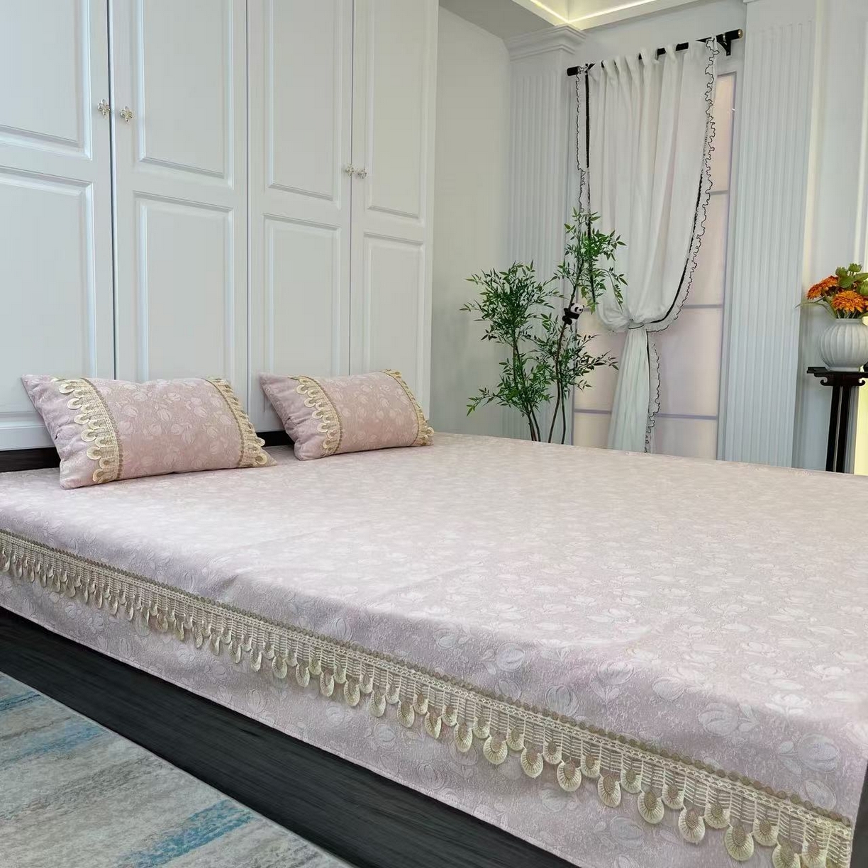 91家纺网 家纺一手货源 找家纺 （总）暖木杨 2025新款雪尼尔榻榻米床盖农村大炕单防滑炕盖柔软可定制尺寸-郁金香