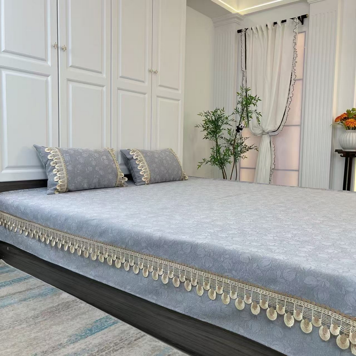 91家纺网 家纺一手货源 找家纺 （总）暖木杨 2025新款雪尼尔榻榻米床盖农村大炕单防滑炕盖柔软可定制尺寸-郁金香