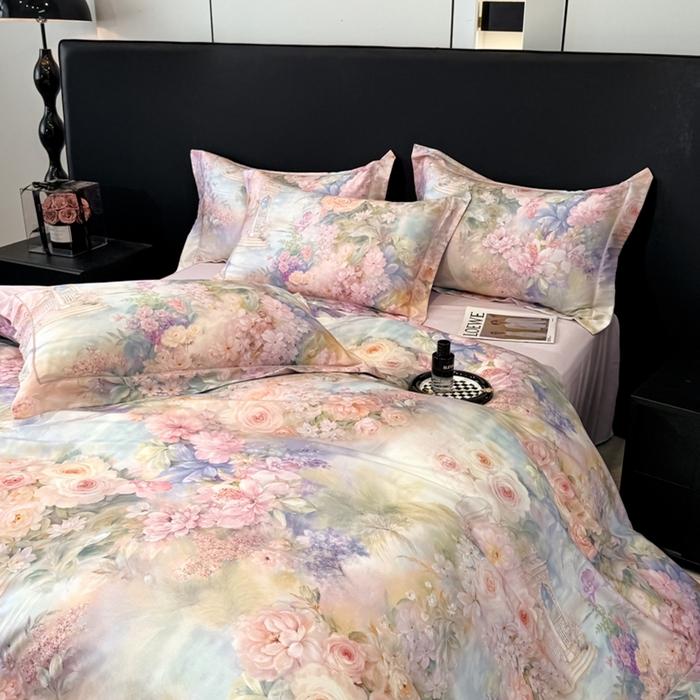 91家纺网 家纺一手货源 找家纺 舒慕家纺 2025新款天丝棉磨毛四件套艾阳绒四件套（配送高端包装） 波西娅-粉