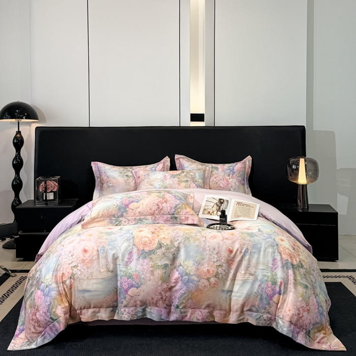 91家纺网 家纺一手货源 找家纺 舒慕家纺 2025新款天丝棉磨毛四件套艾阳绒四件套（配送高端包装） 波西娅-粉