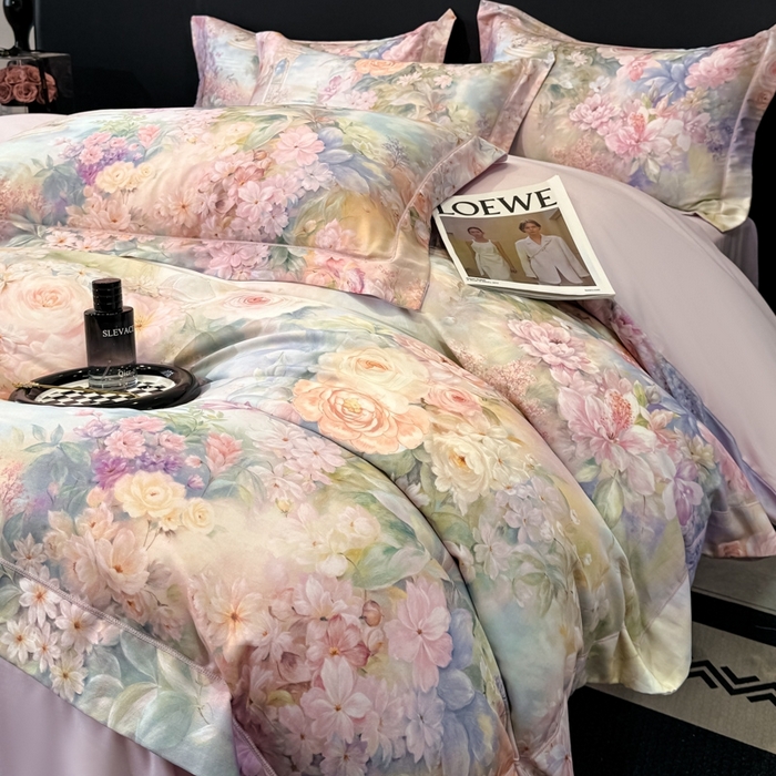 91家纺网 家纺一手货源 找家纺 舒慕家纺 2025新款天丝棉磨毛四件套艾阳绒四件套（配送高端包装） 波西娅-粉