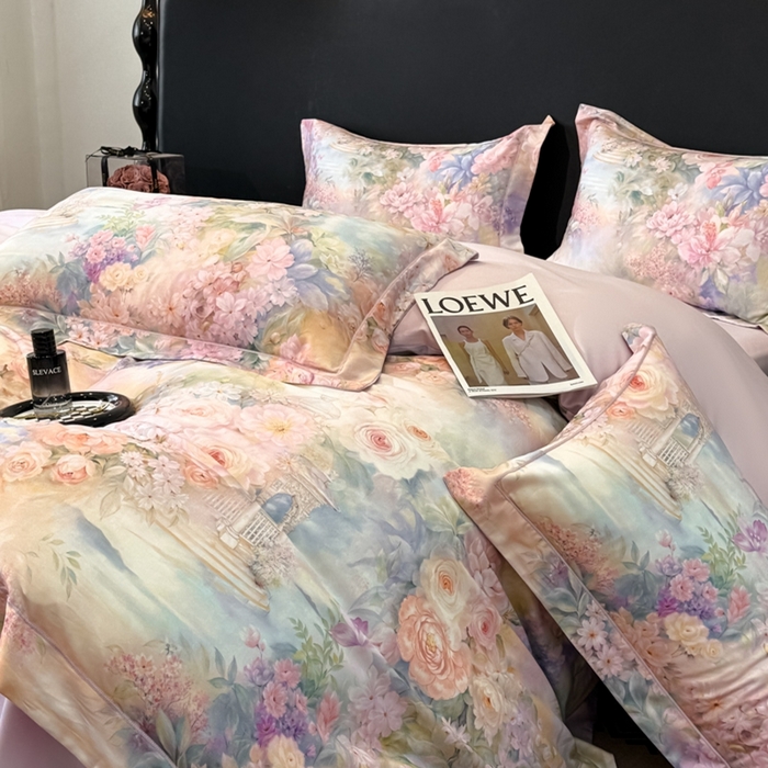 91家纺网 家纺一手货源 找家纺 舒慕家纺 2025新款天丝棉磨毛四件套艾阳绒四件套（配送高端包装） 波西娅-粉