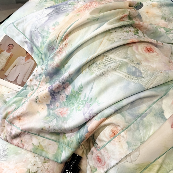 91家纺网 家纺一手货源 找家纺 舒慕家纺 2025新款天丝棉磨毛四件套艾阳绒四件套（配送高端包装） 波西娅-绿