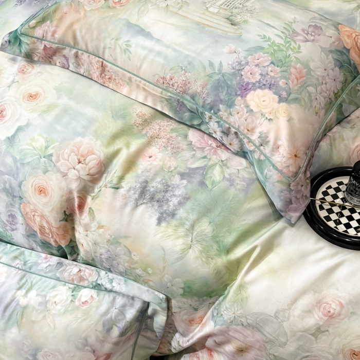 91家纺网 家纺一手货源 找家纺 舒慕家纺 2025新款天丝棉磨毛四件套艾阳绒四件套（配送高端包装） 波西娅-绿