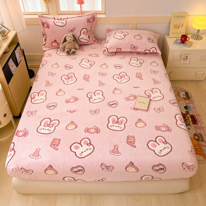 91家纺网 家纺一手货源 找家纺 （总）川悦生活 2025新款高克重雪花绒卡通印花加厚保暖大床单床笠