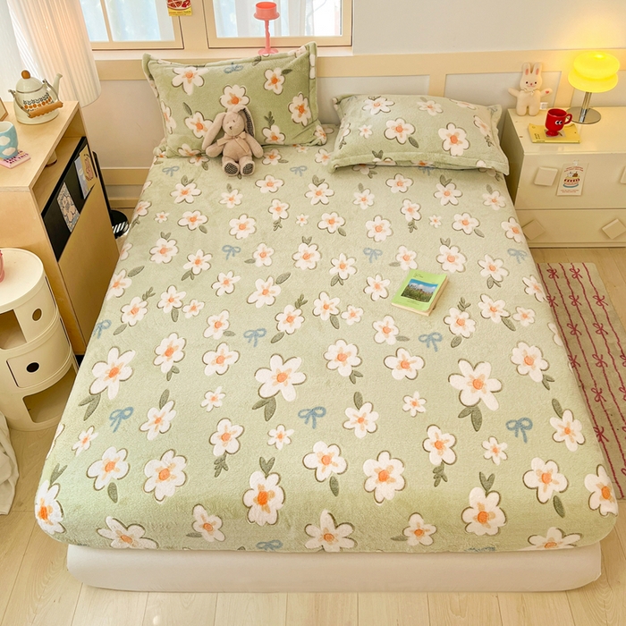 91家纺网 家纺一手货源 找家纺 （总）川悦生活 2025新款高克重雪花绒卡通印花加厚保暖大床单床笠