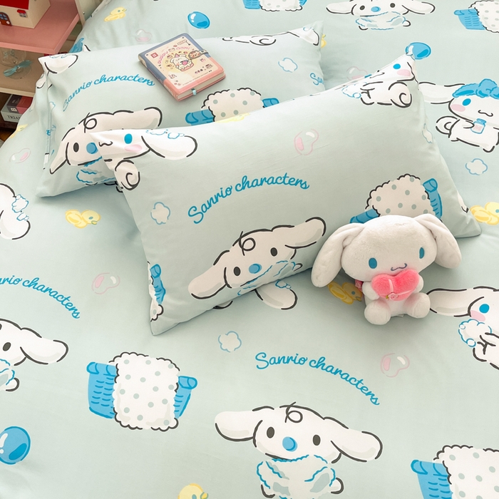 91家纺网 家纺一手货源 找家纺 港岛妹妹 2025新款云朵水洗工艺三丽鸥四件套 三丽鸥-泡泡玉桂狗