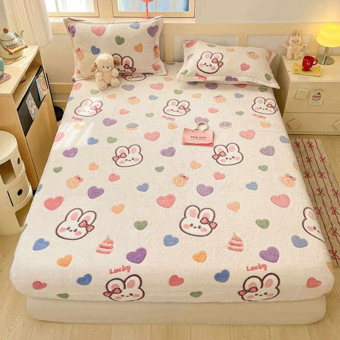 91家纺网 家纺一手货源 找家纺 （总）川悦生活 2025新款高克重雪花绒卡通印花加厚保暖大床单床笠