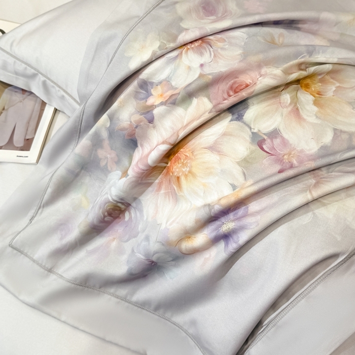 91家纺网 家纺一手货源 找家纺 舒慕家纺 2025新款天丝棉磨毛四件套艾阳绒四件套（配送高端包装） 花颜悦色-灰