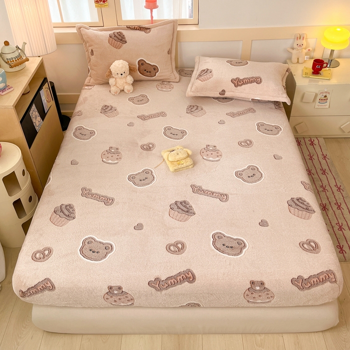 91家纺网 家纺一手货源 找家纺 （总）川悦生活 2025新款高克重雪花绒卡通印花加厚保暖大床单床笠