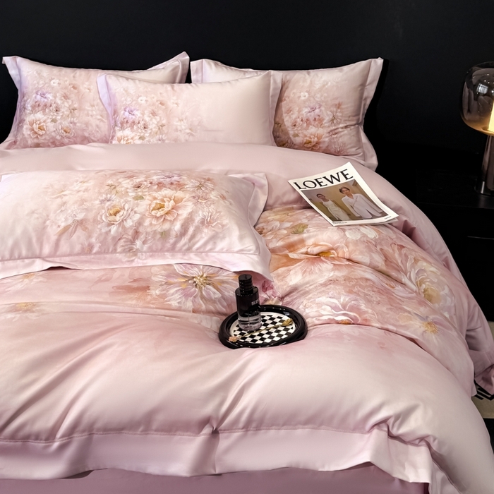 舒慕家纺 2025新款天丝棉磨毛四件套艾阳绒四件套（配送高端包装） 花芷-粉