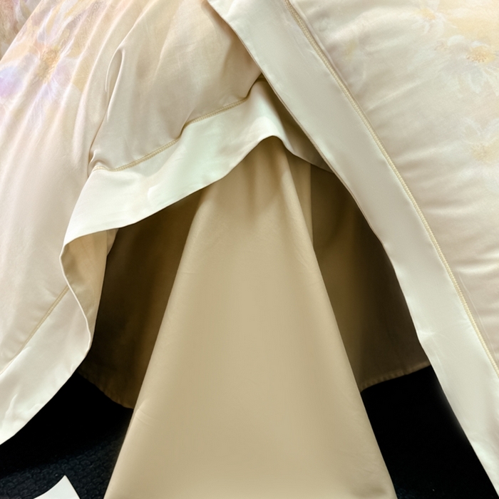 91家纺网 家纺一手货源 找家纺 舒慕家纺 2025新款天丝棉磨毛四件套艾阳绒四件套（配送高端包装） 花芷-黄