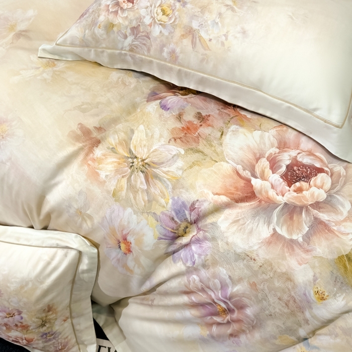 91家纺网 家纺一手货源 找家纺 舒慕家纺 2025新款天丝棉磨毛四件套艾阳绒四件套（配送高端包装） 花芷-黄